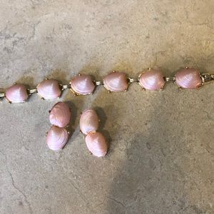 Funky real shell bracelet and earrings